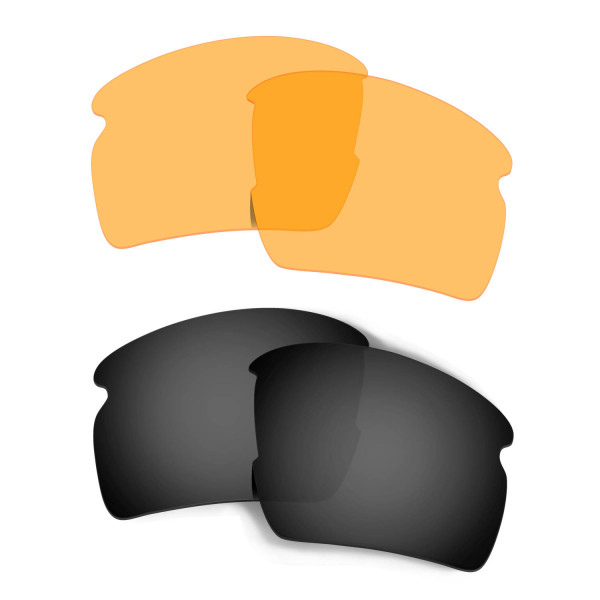 Hkuco Mens Replacement Lenses For Oakley Flak 2.0 XL Sunglasses Black/Transparent Yellow Polarized